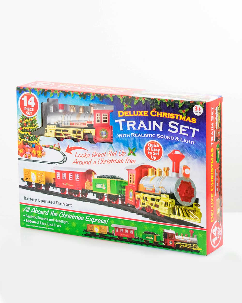 14pc Deluxe Christmas Train Set Lights Up Sounds - Image 4