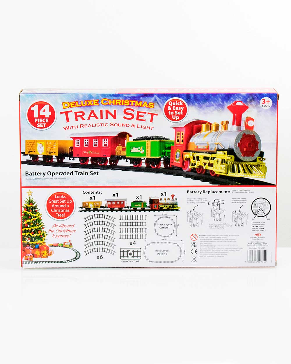 14pc Deluxe Christmas Train Set Lights Up Sounds - Image 5
