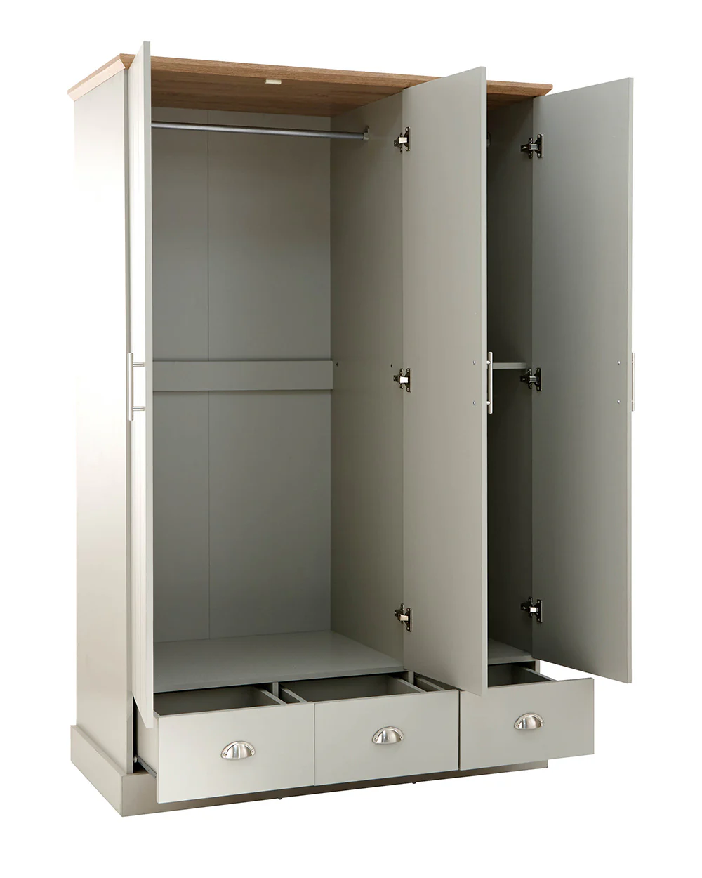 Kendal 3 Door Wardrobe With 3 Drawers, Grey - Image 7