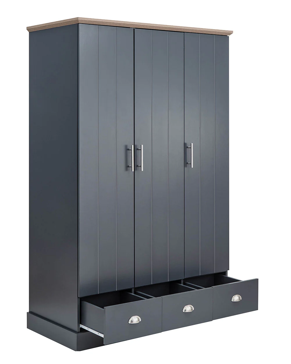 Kendal 3 Door Wardrobe With 3 Drawers, Slate Blue - Image 15