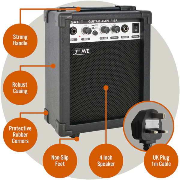 3rd Avenue 10W RMS Electric Guitar Amplifier Black - Image 4
