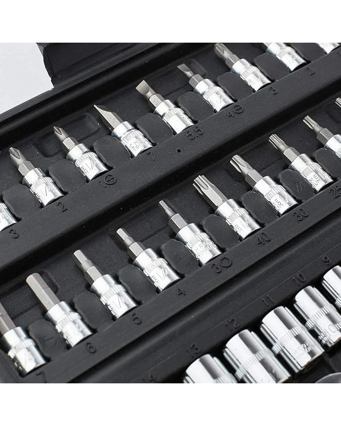 46 Piece Socket Wrench Set 1/4 Inch Drive Ratchet Set - Image 3
