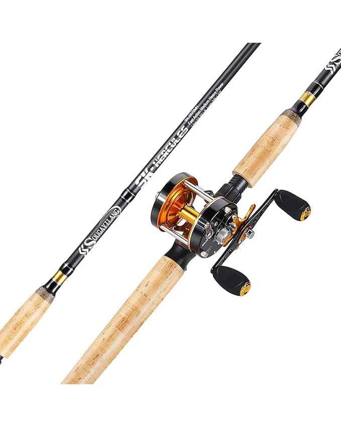 7’ Fishing Rod Reel Casting Combo Round Gold - Image 3