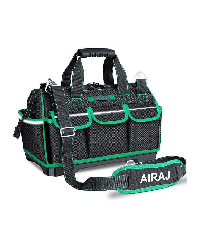 AIRAJ Tool Bag 16" Wide Mouth Heavy Duty Black Green