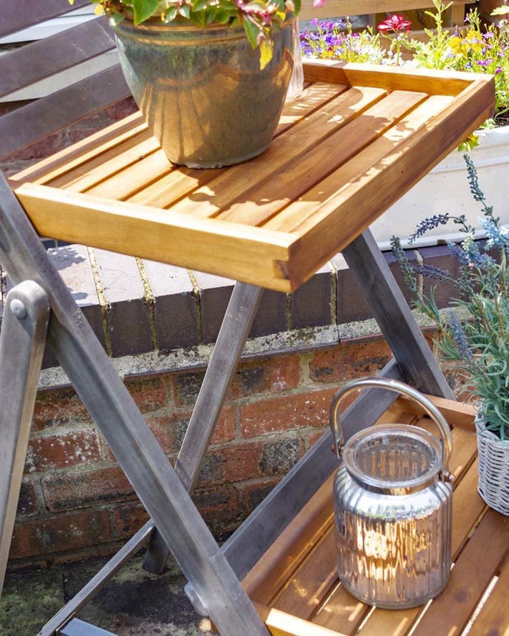 Alderley Hardwood Plant Ladder 3 Tier Stand Large Grey Rowlinson - Image 5