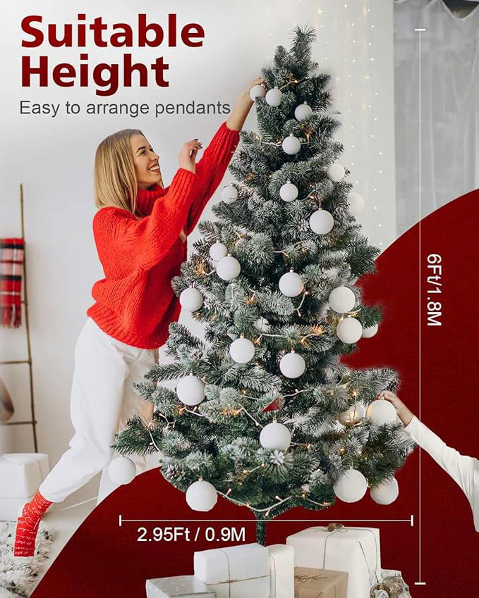 Artificial Christmas Tree 6ft Metal Stand Snow Flocked - Image 2