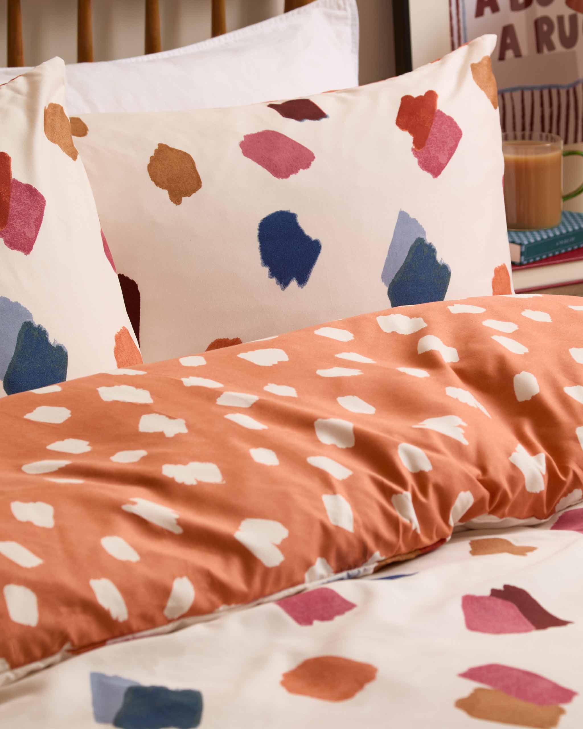 Astrid Polka Dot Duvet Set Single Double King Orange - Image 3