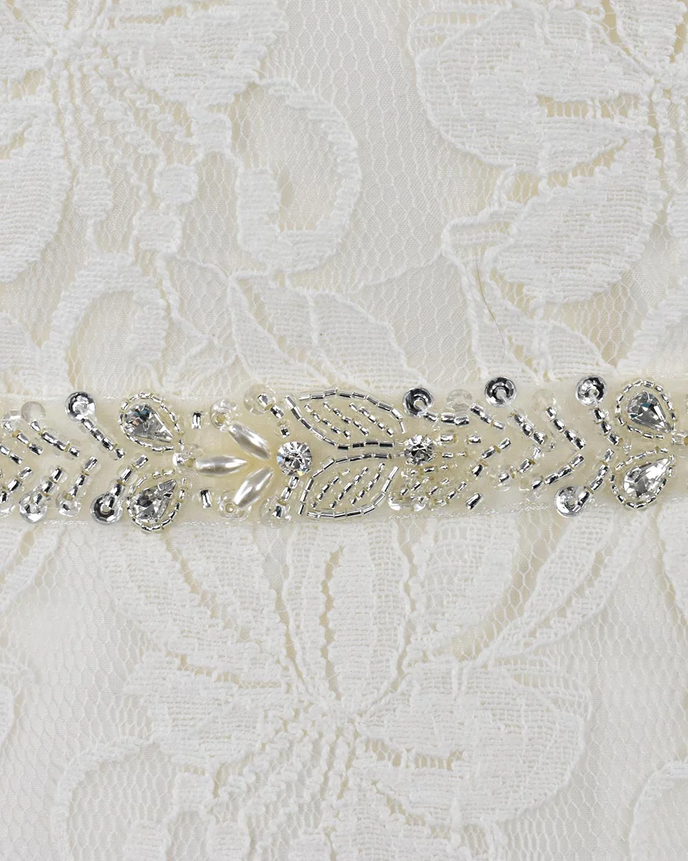 Beaded Wedding Belt Beautiful Leaf Detail - Image 2