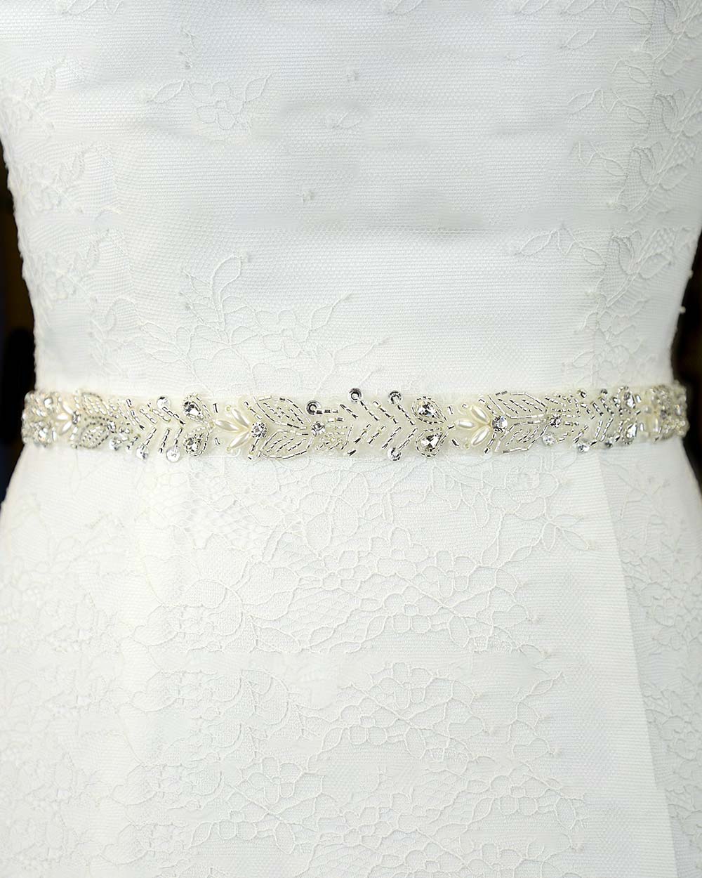 Beaded Wedding Belt Beautiful Leaf Detail - Image 5