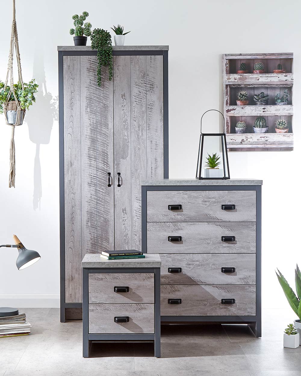 Bedroom Furniture Set Boston 3 Piece Modern Grey