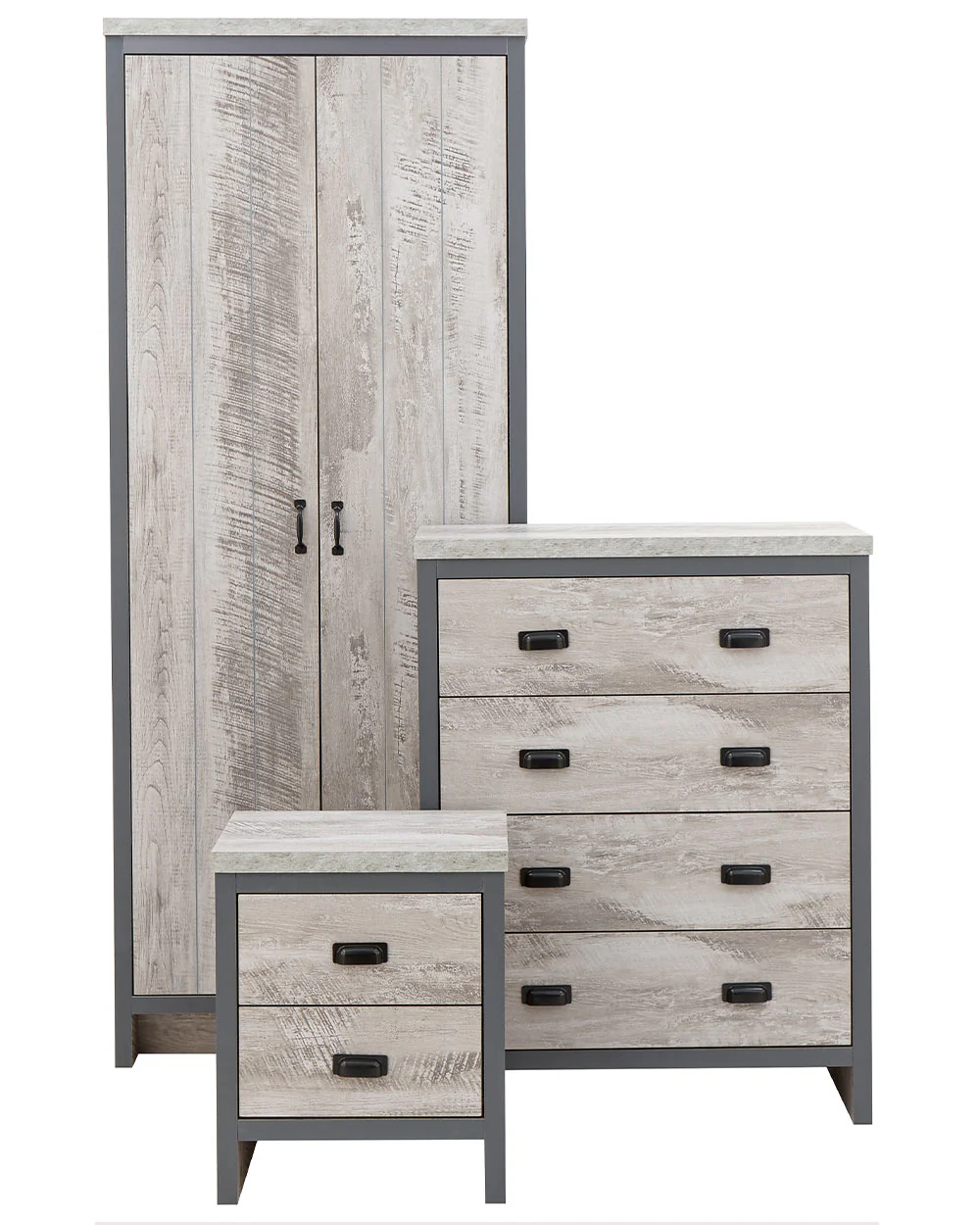 Bedroom Furniture Set Boston 3 Piece Modern Grey - Image 2
