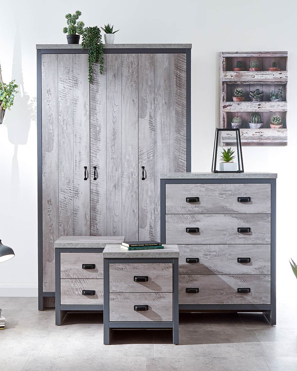 Bedroom Furniture Set 4 Piece Boston Modern Grey