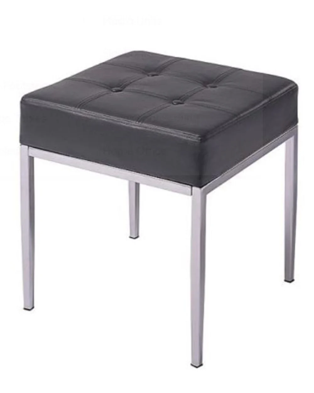 Black Dressing table Stool With Chrome Legs - Image 2