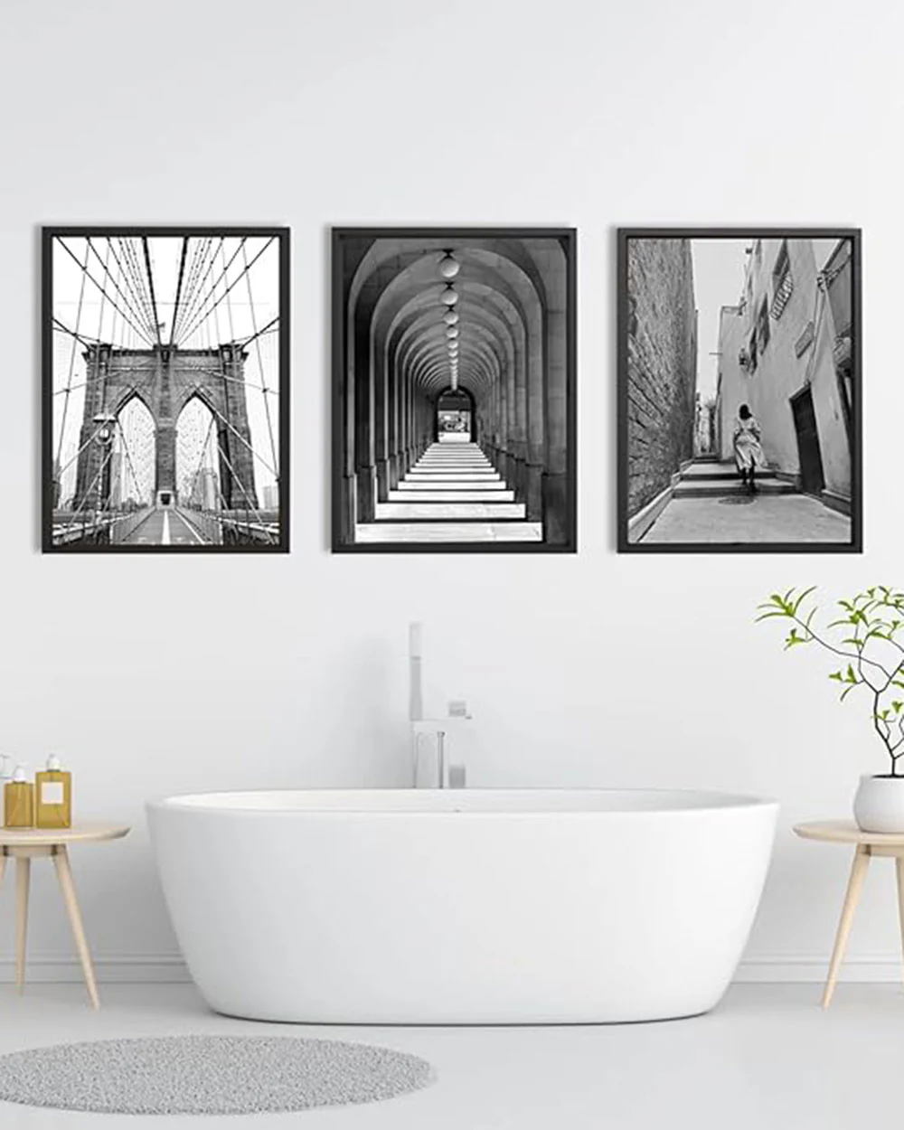 Black & White New York Modern Framed Wall Art Posters 3 PC 24"x32" - Image 2