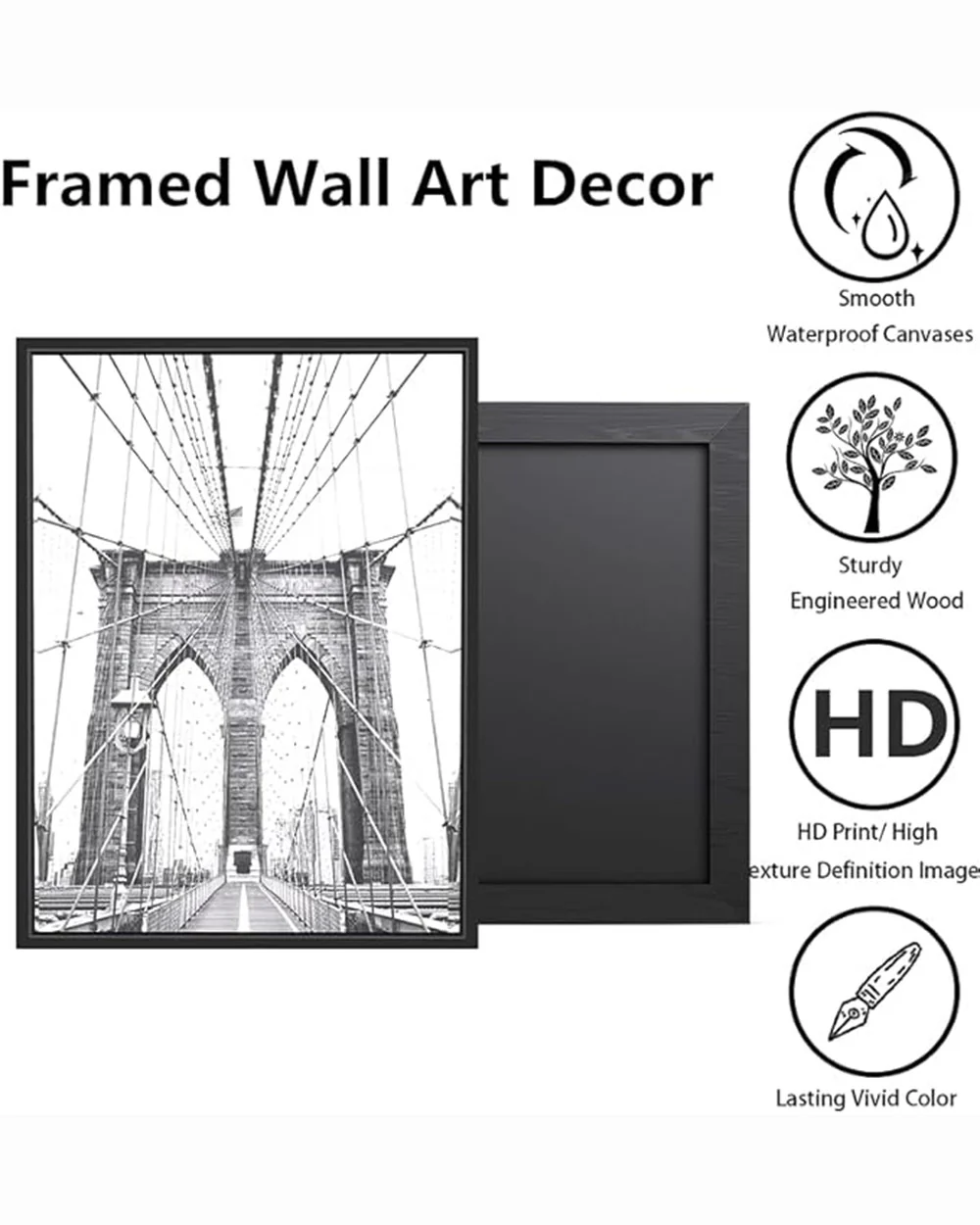Black & White New York Modern Framed Wall Art Posters 3 PC 24"x32" - Image 4