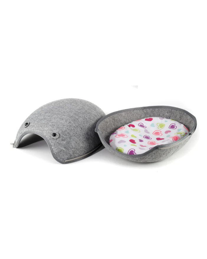 Cat House Igloo Bed Pet Cave with Cushion Grey - Image 3