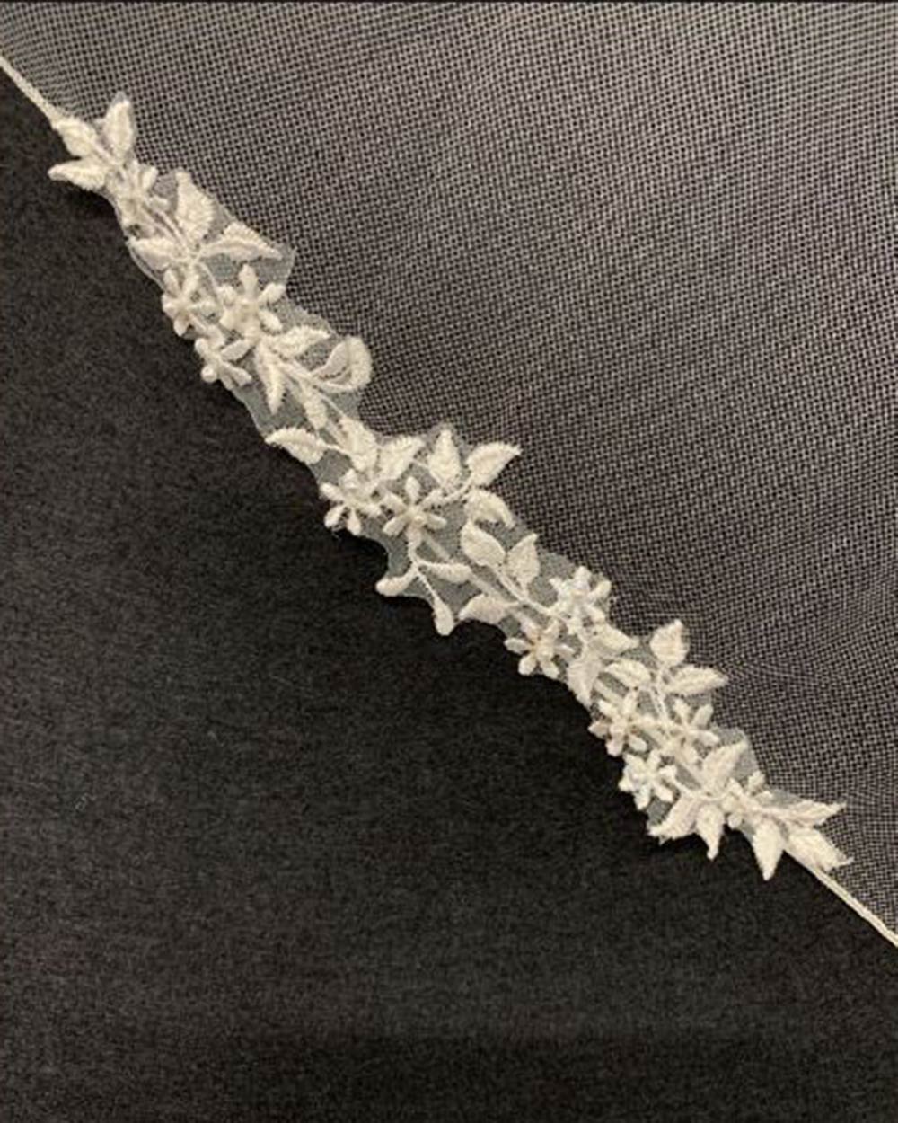 Cathedral Wedding Veil Lacy Floral Motif - Image 3