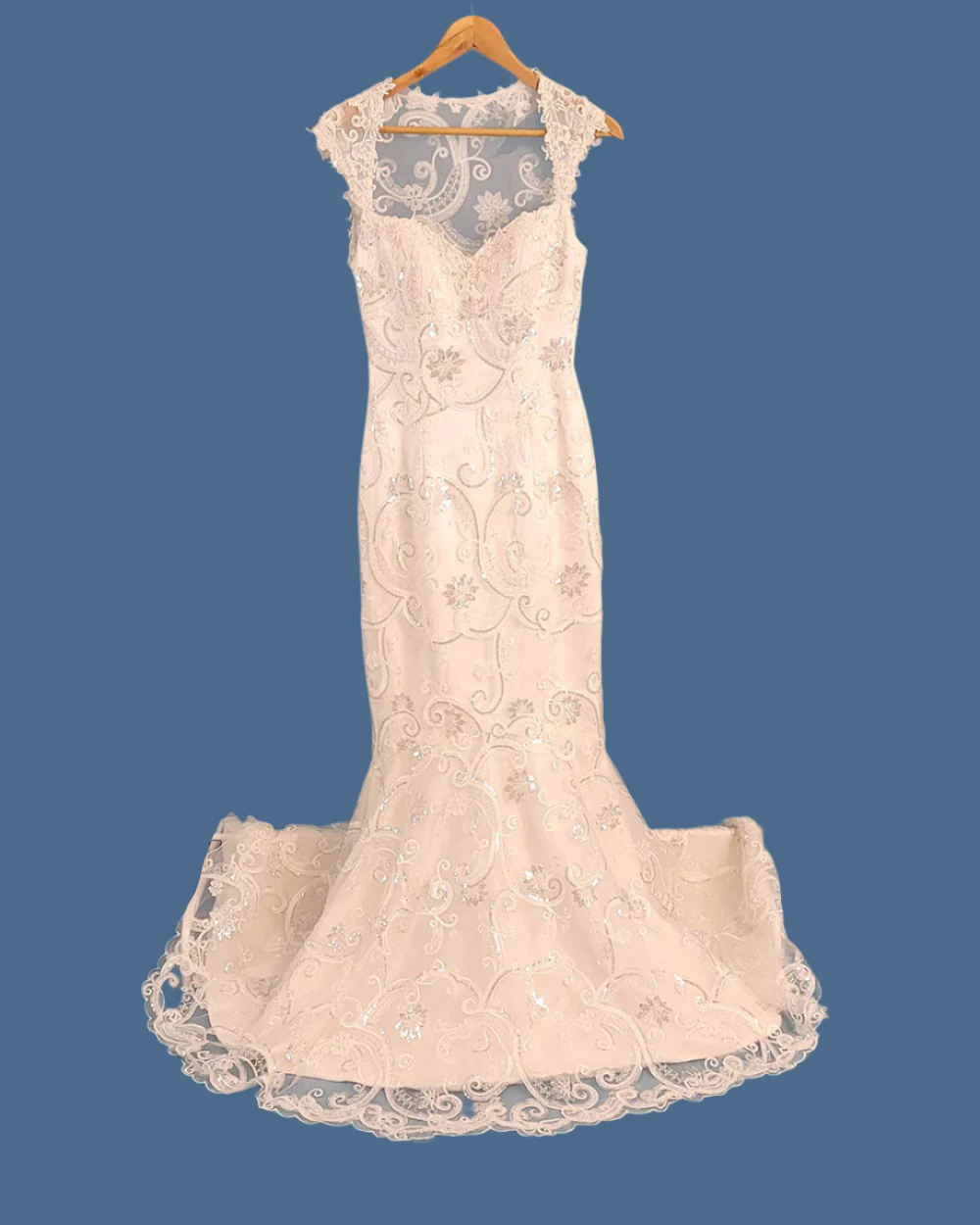 Charlotte Balbier White Fitted Fish Tail Illusion Wedding Dress Size 6