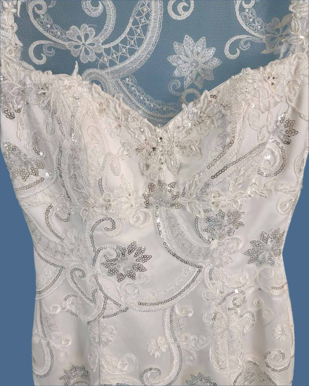 Charlotte Balbier White Fitted Fish Tail Illusion Wedding Dress Size 6 - Image 2