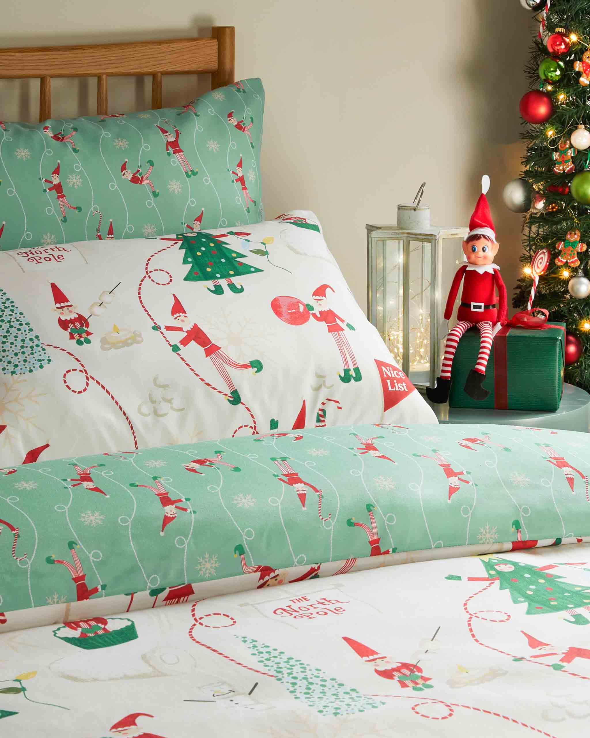 Christmas Duvet Cover Elfie Single Double King Cream - Image 2
