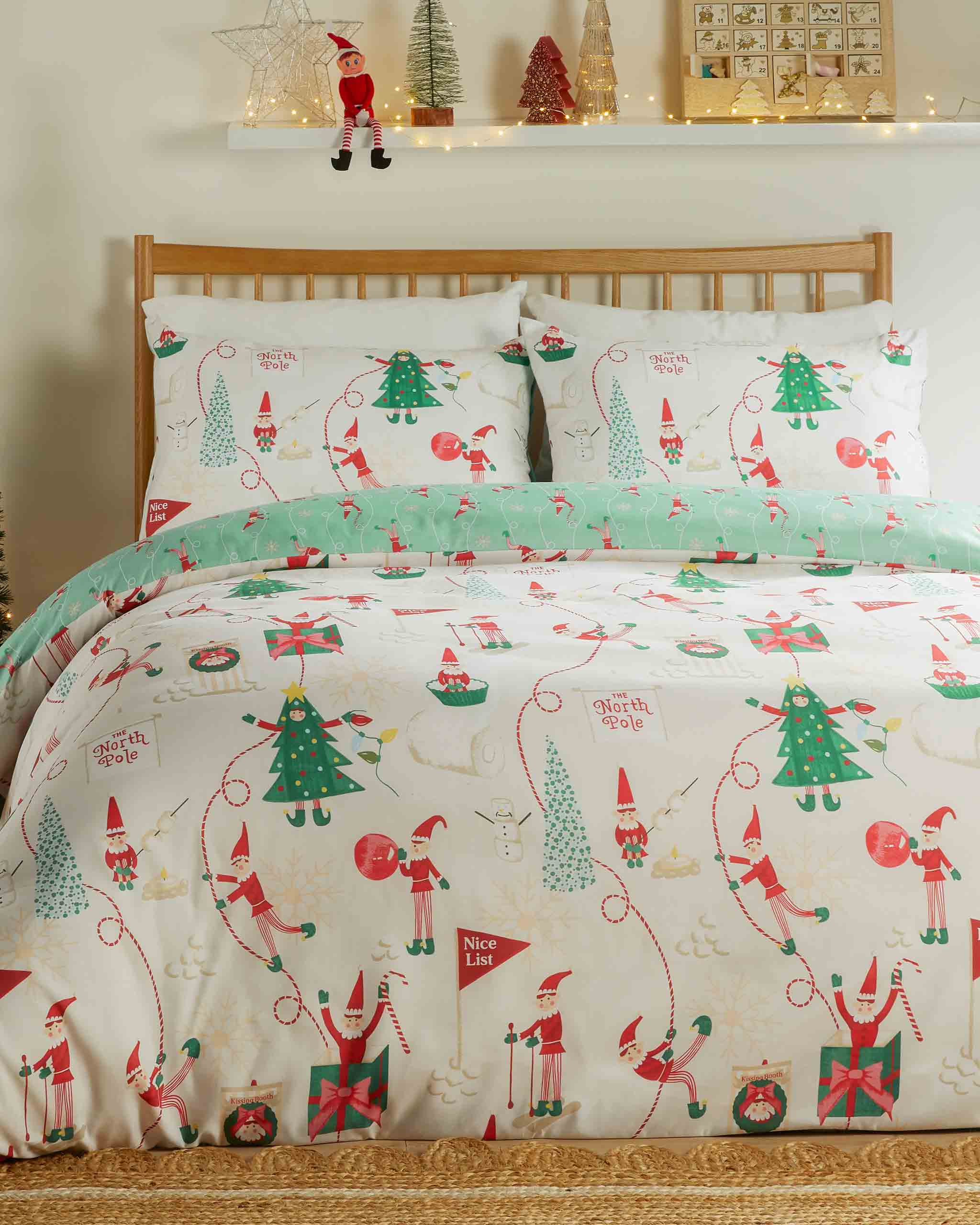 Christmas Duvet Cover Elfie Single Double King Cream - Image 3
