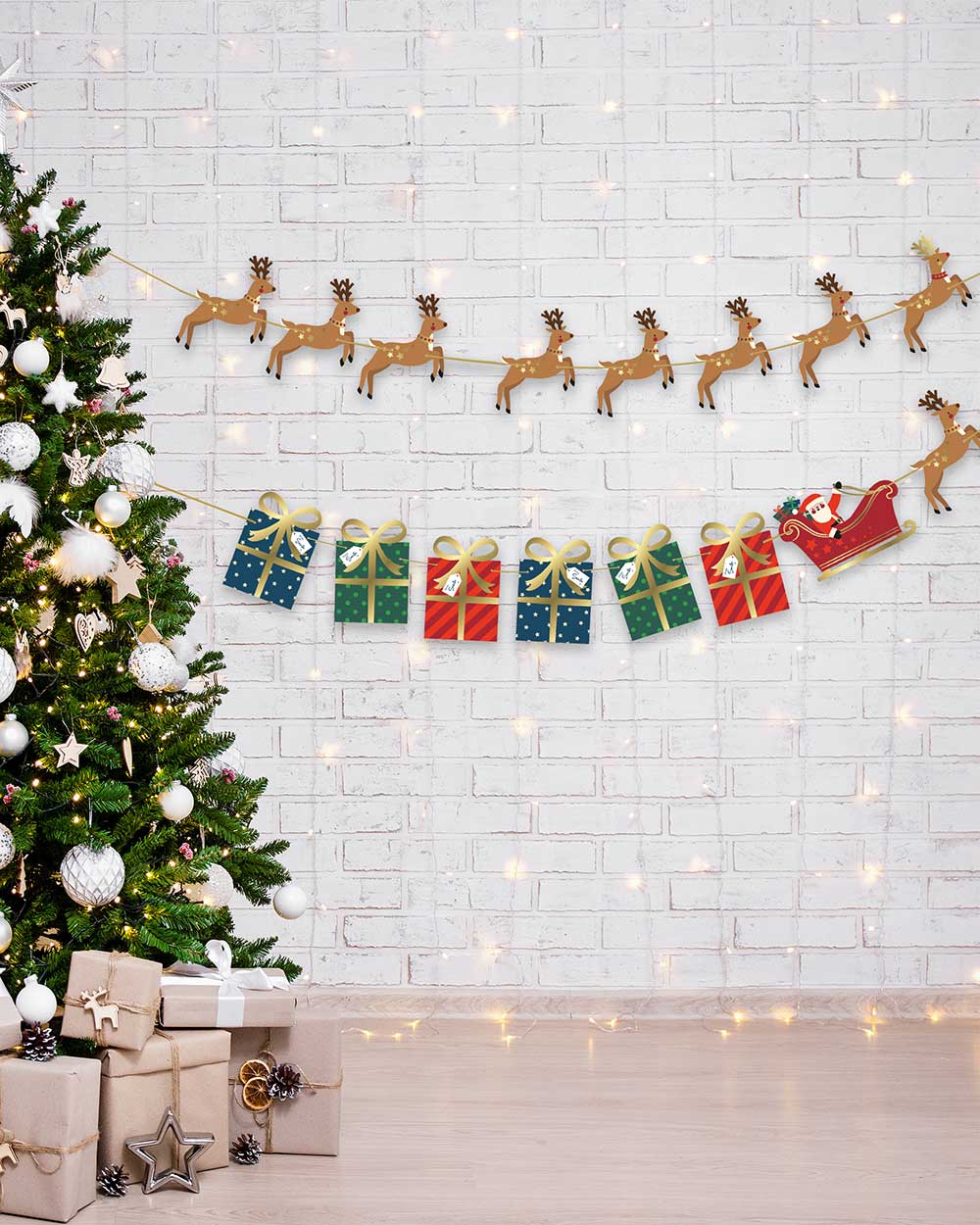 Christmas Bunting Santa Reindeer Presents
