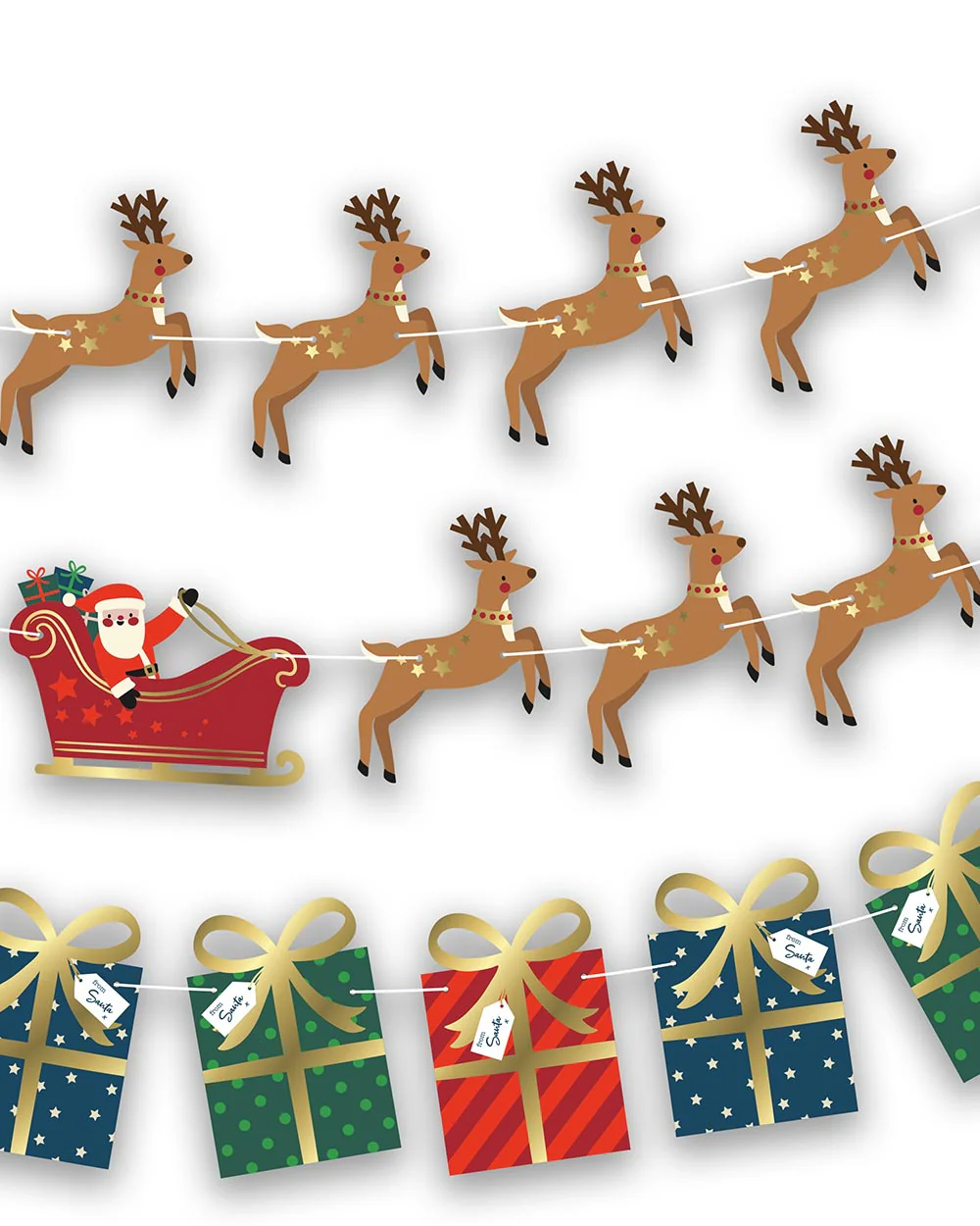 Christmas Bunting Santa Reindeer Presents - Image 4