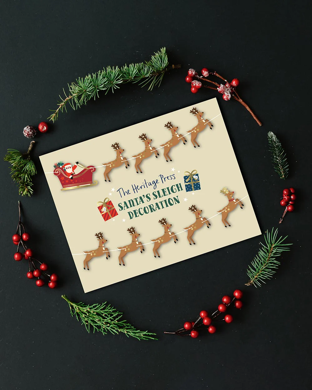 Christmas Bunting Santa Reindeer Presents - Image 5