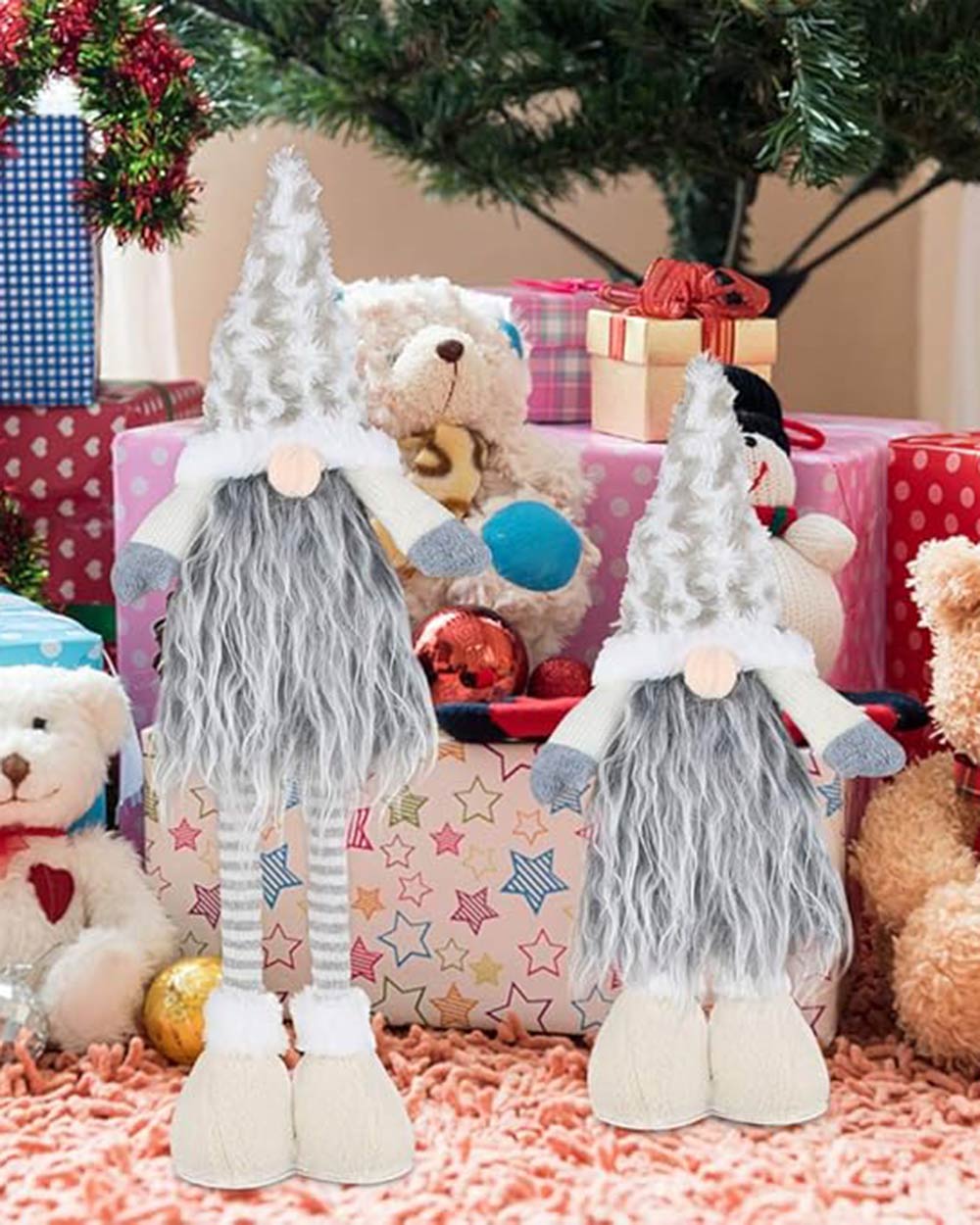 Christmas Gonk Extendable Legs Ornament Grey - Image 2