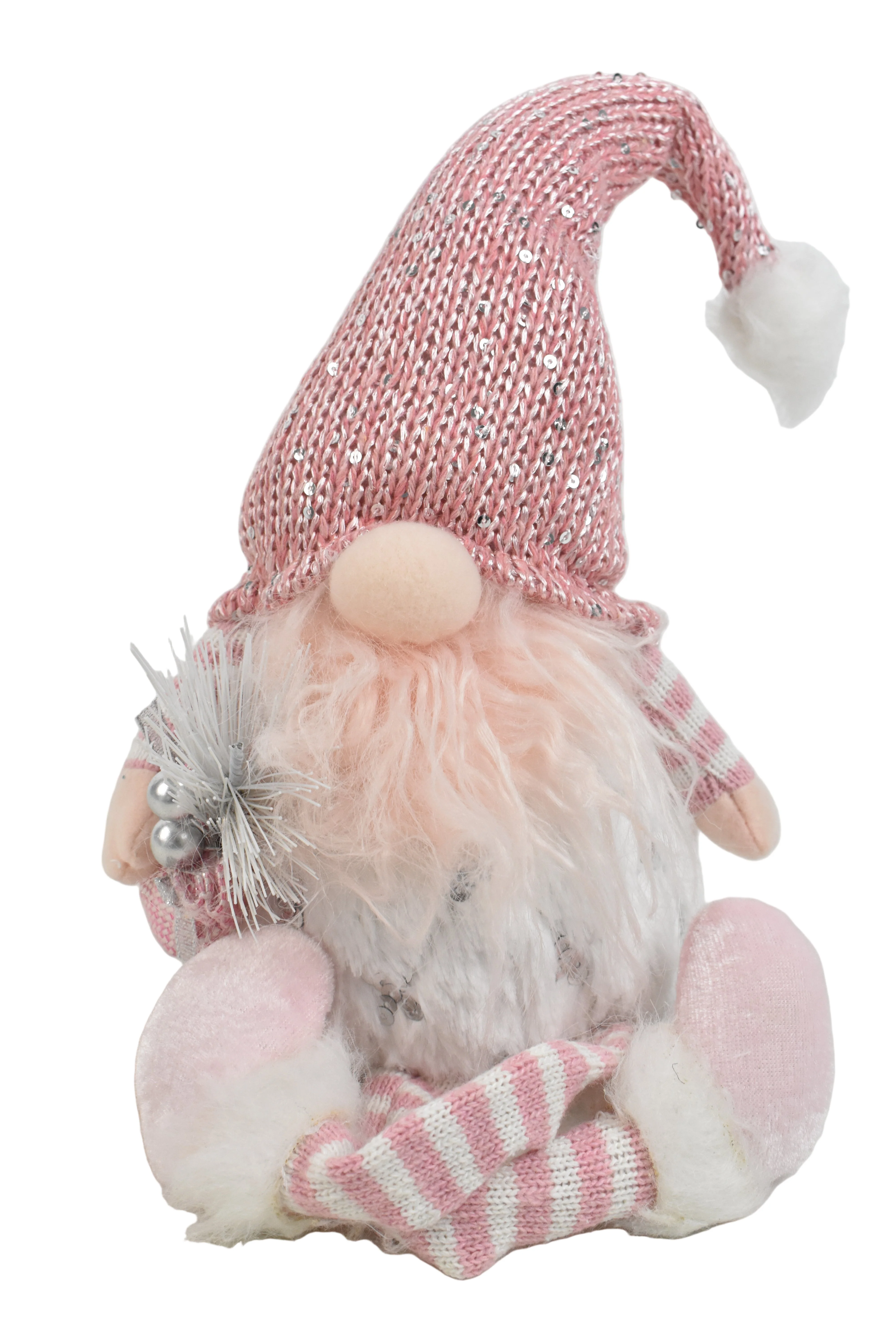 Christmas Sitting Gonk with Dangling Legs Beard Pink 21"