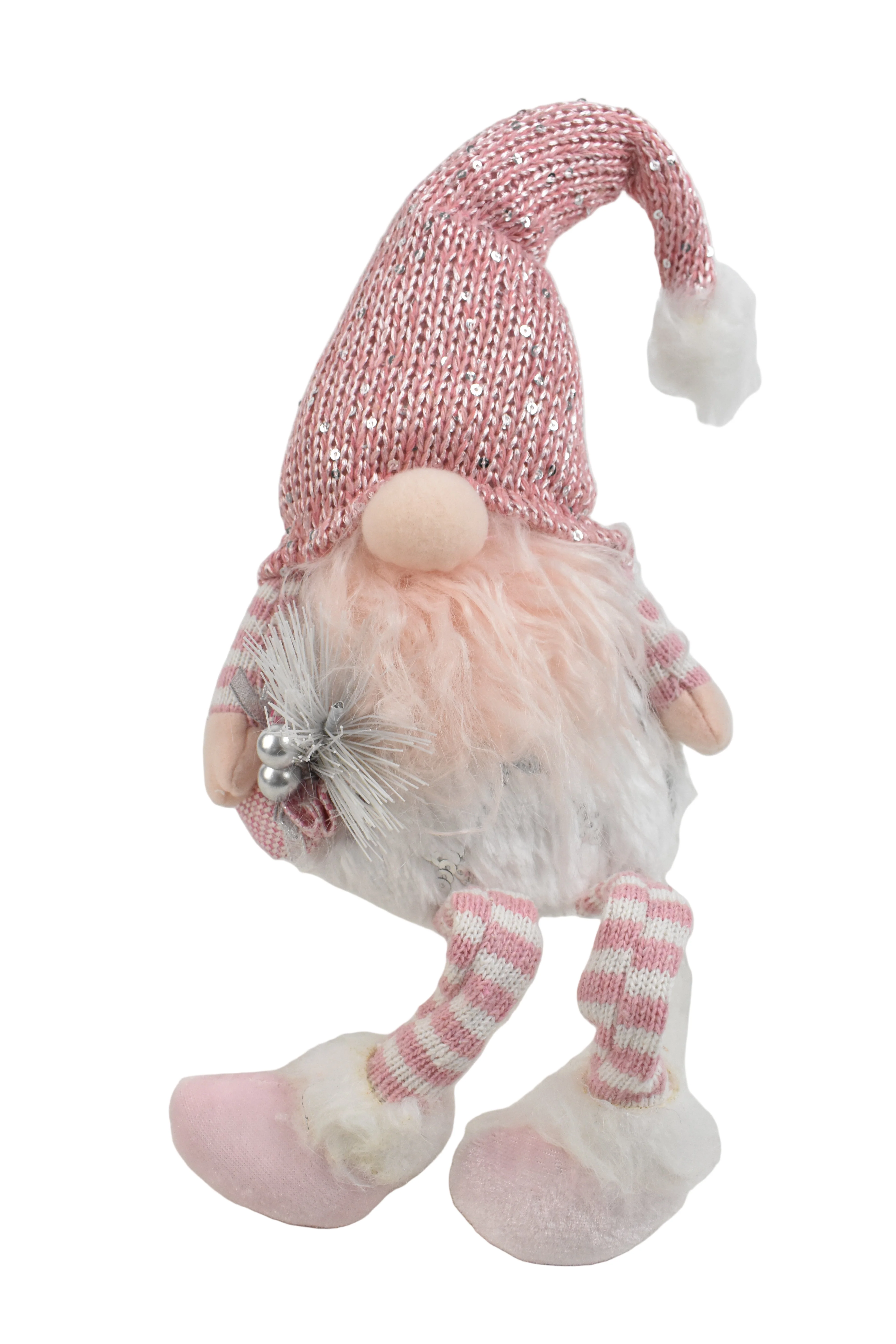 Christmas Sitting Gonk with Dangling Legs Beard Pink 21" - Image 3