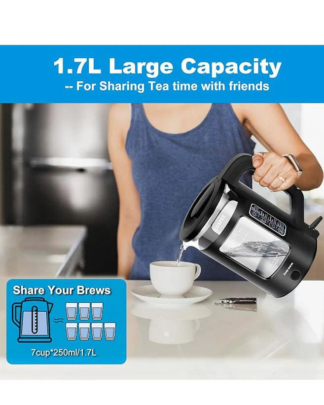 COSFEE Electric Kettle 1.7L, Fast Boil Auto Shut-Off Black - Image 3