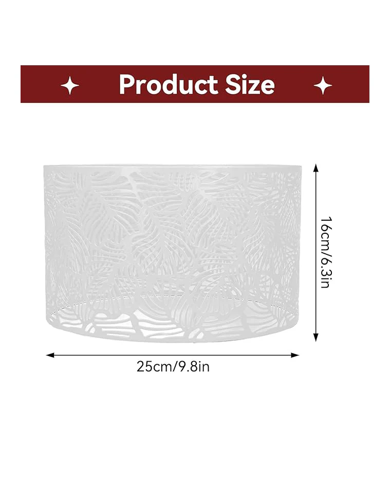 Decorative Lampshade Hollow Carved Metal White - Image 7