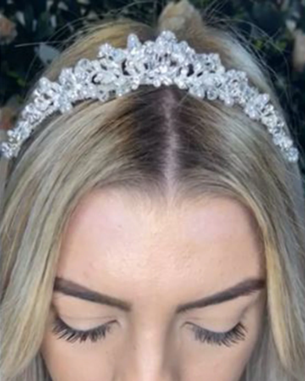 Diamante Wedding Tiara Floral With Pearls - Image 3