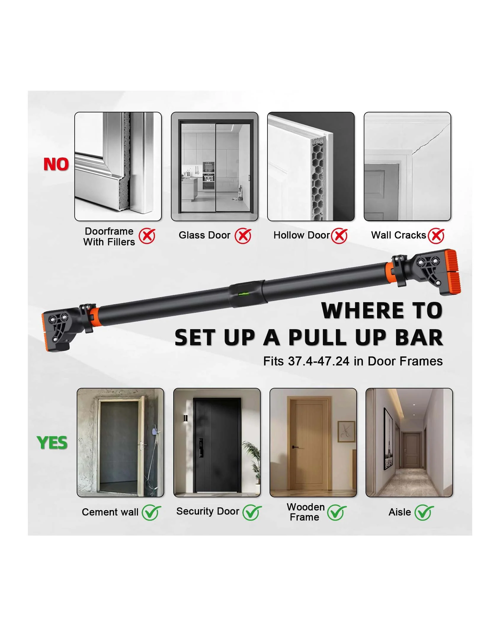 Door Frame Pull-Up Bar Innovative Thread Lock 95-120cm - Image 9