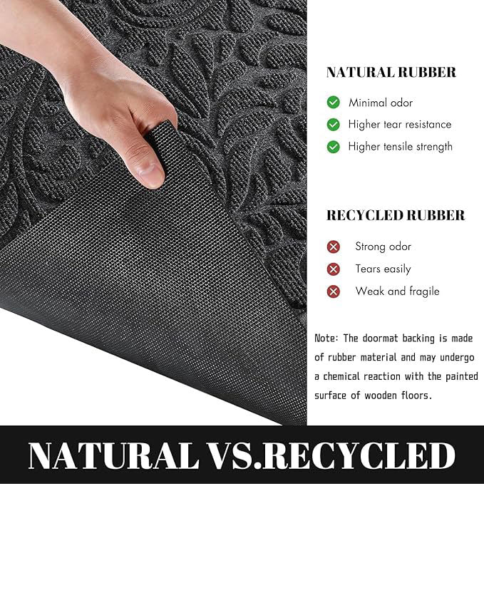 Door Mat Heavy Duty For Home Entrance 92 x 61 cm Black - Image 4