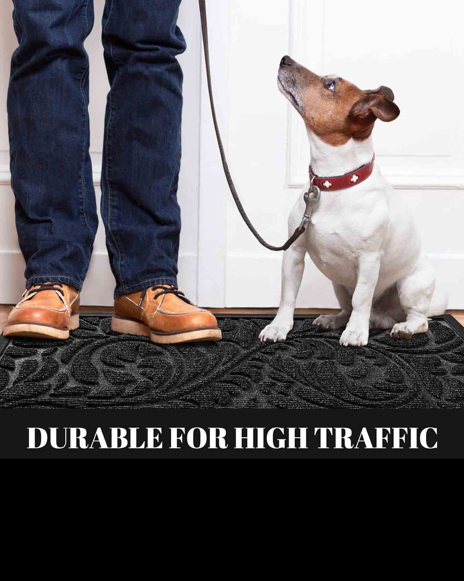 Door Mat Heavy Duty For Home Entrance 92 x 61 cm Black - Image 7