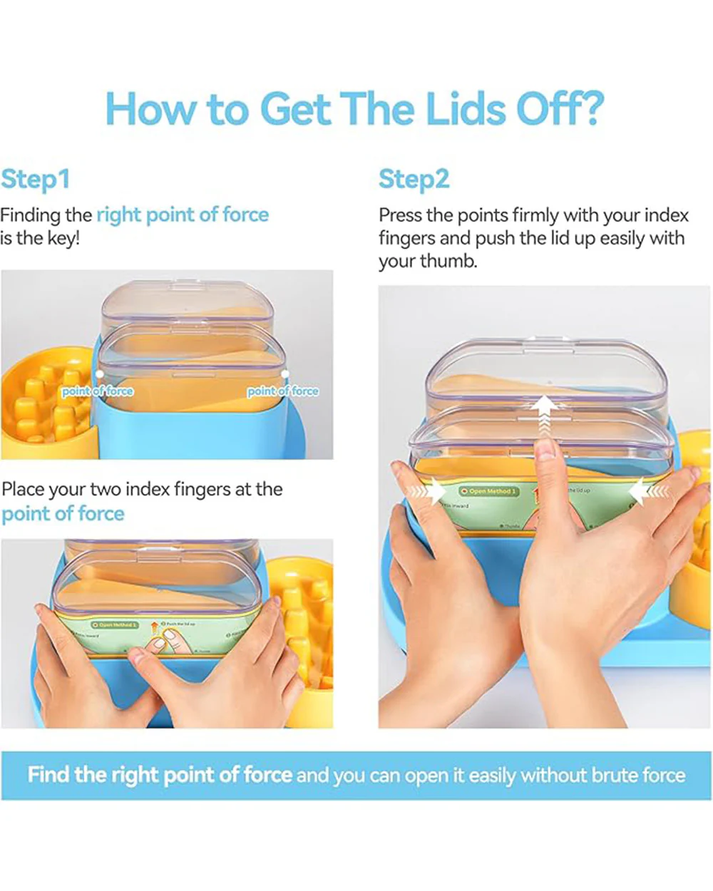 Double Food Bucket Slow Feeder Dog Bowls Puzzle Toy Blue - Image 5