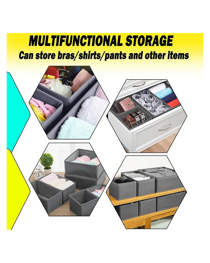 Drawer Organiser Foldable Dividers Storage 6 Pack Grey - Image 6
