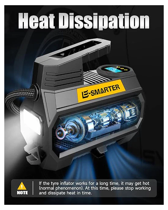 E-SMARTER Car Tyre Inflator Air Compressor - Image 6