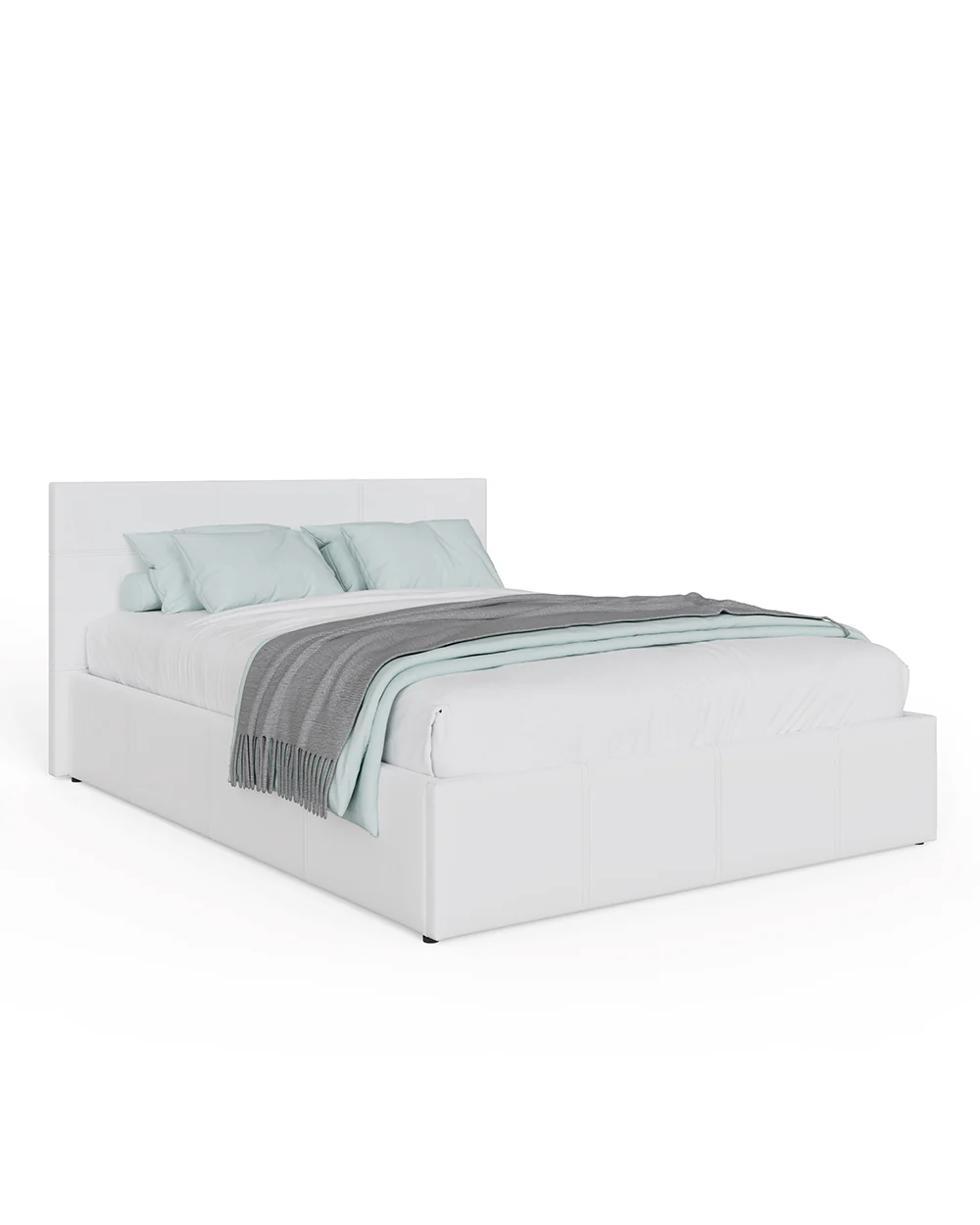 End Lift Ottoman Double Bed 135cm White Faux Leather - Image 3