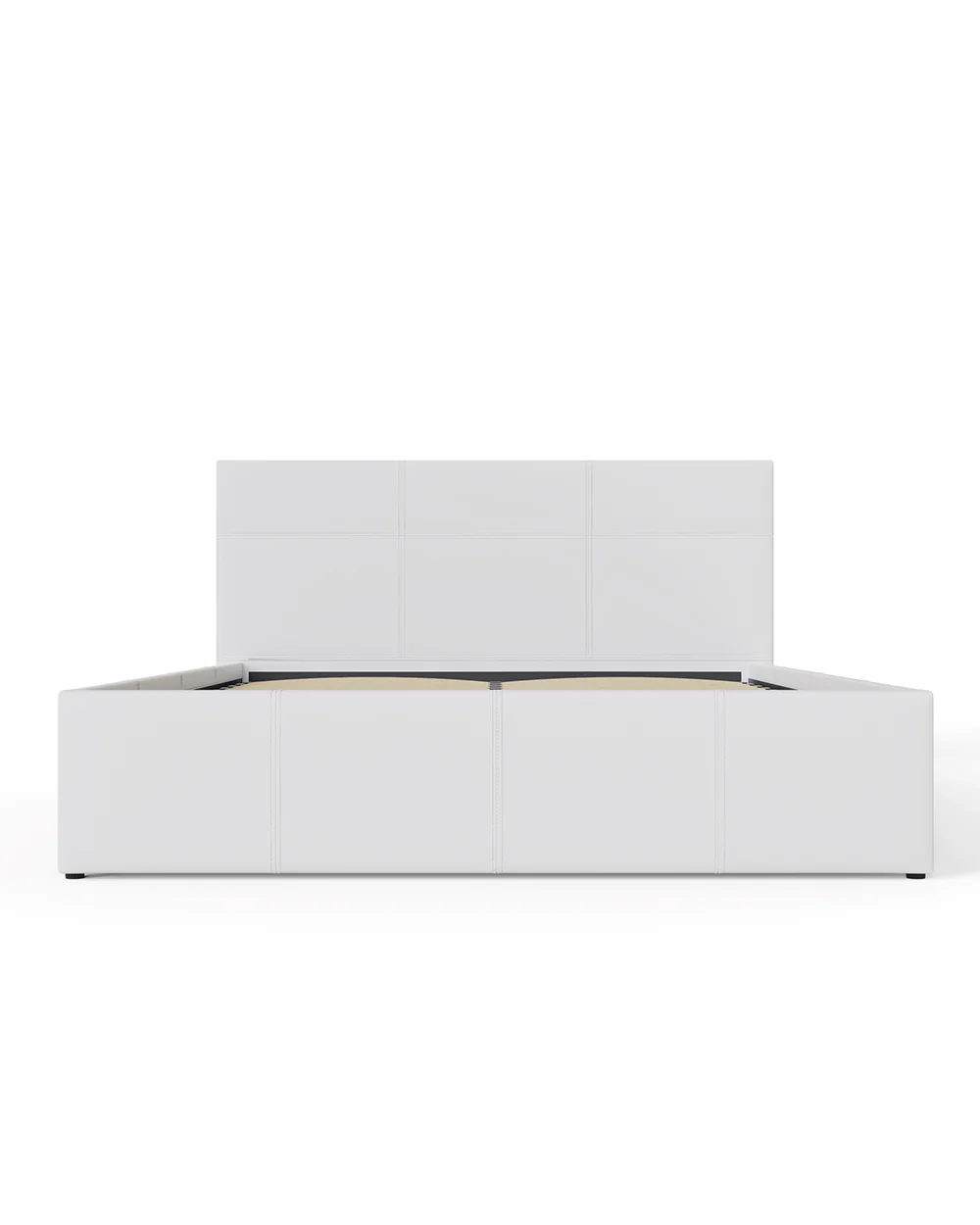 End Lift Ottoman Double Bed 135cm White Faux Leather - Image 6