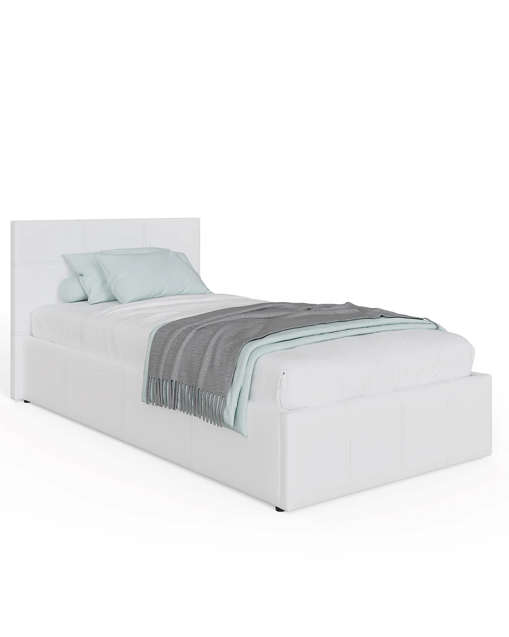 End Lift Ottoman Single Bed White Faux Leather 90cm - Image 5