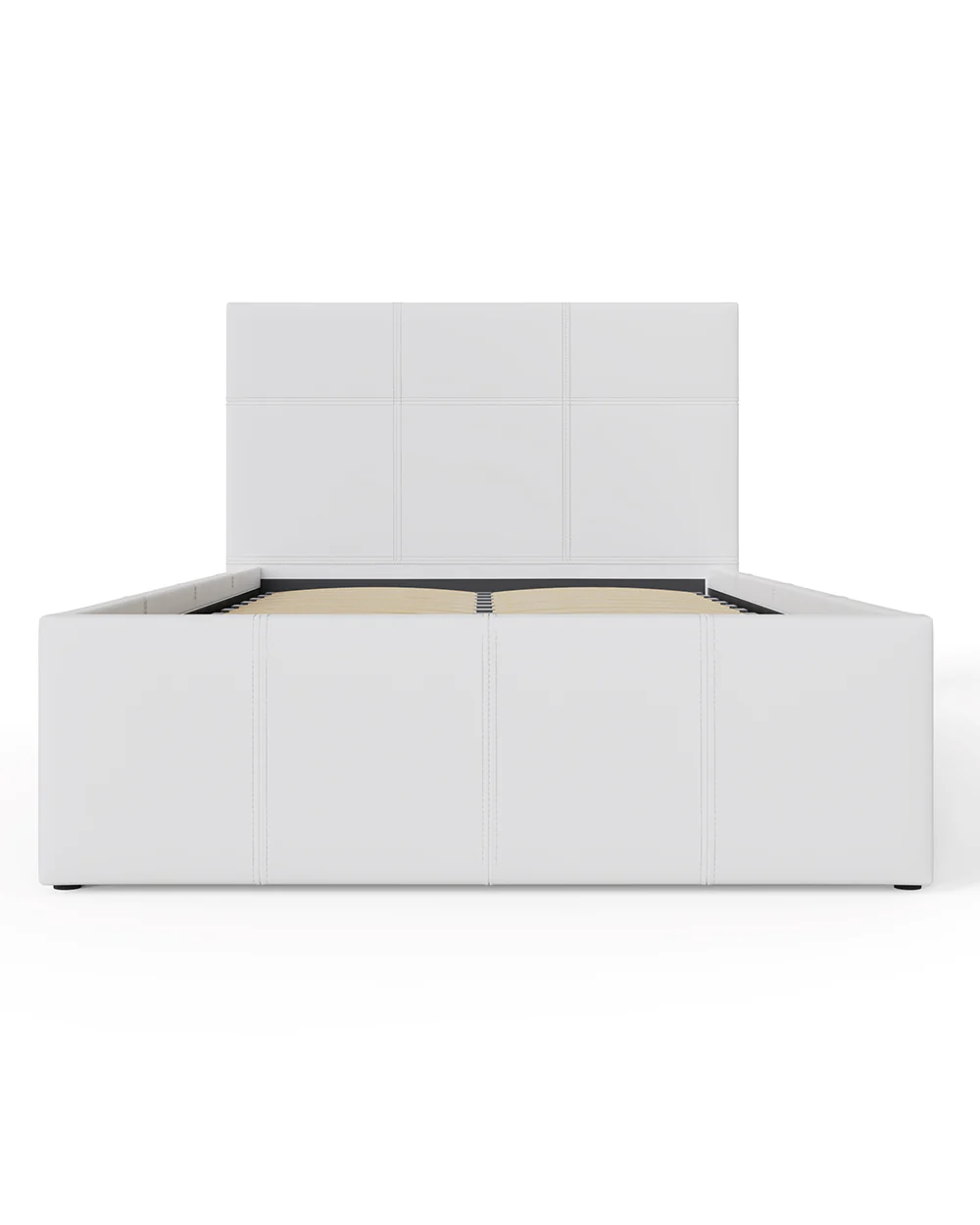 End Lift Ottoman Single Bed White Faux Leather 90cm - Image 6