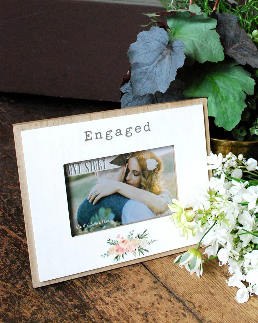 Engagement Gift Wooden Photo Frame 6" X 4"