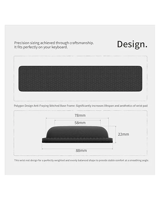 Faluber Cooling Gel Wrist Rest Pad Keyboard Black - Image 3