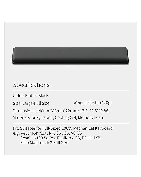 Faluber Cooling Gel Wrist Rest Pad Keyboard Black - Image 4