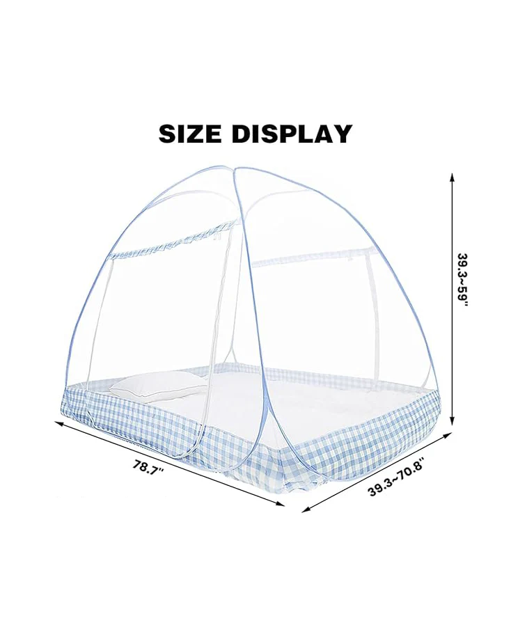 Foldable Mosquito Net Bed Canopy 100x200cm  Brown Edge - Image 3