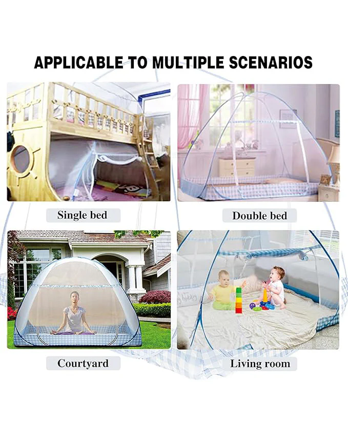 Foldable Mosquito Net Bed Canopy 100x200cm  Brown Edge - Image 5