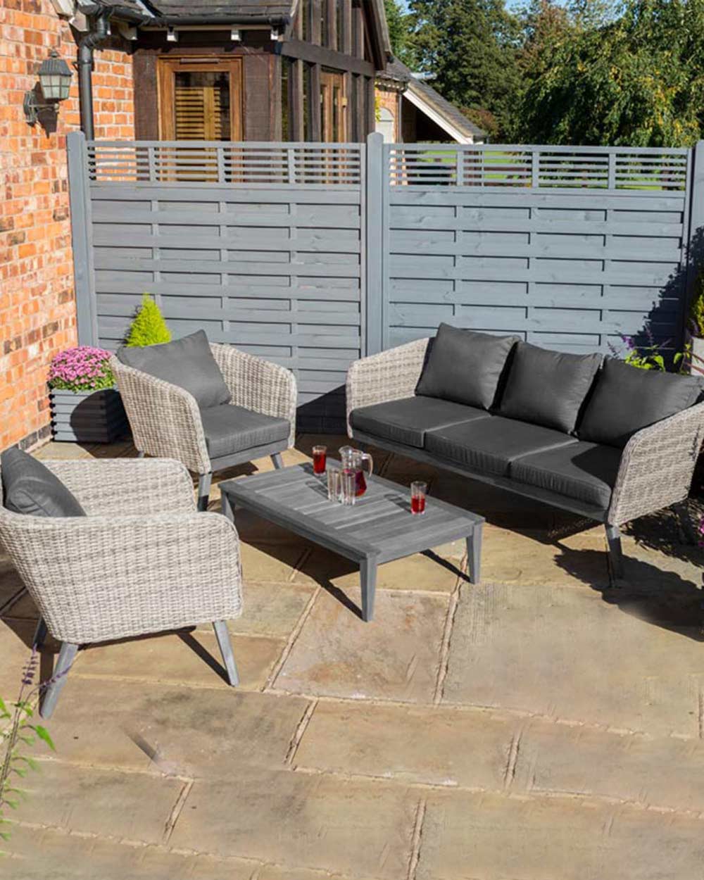 Garden Furniture Set 4 PC Rattan Rowlinson Saigon